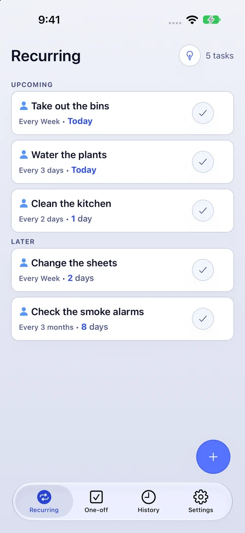 Orbit: Recurring household tasks and due dates