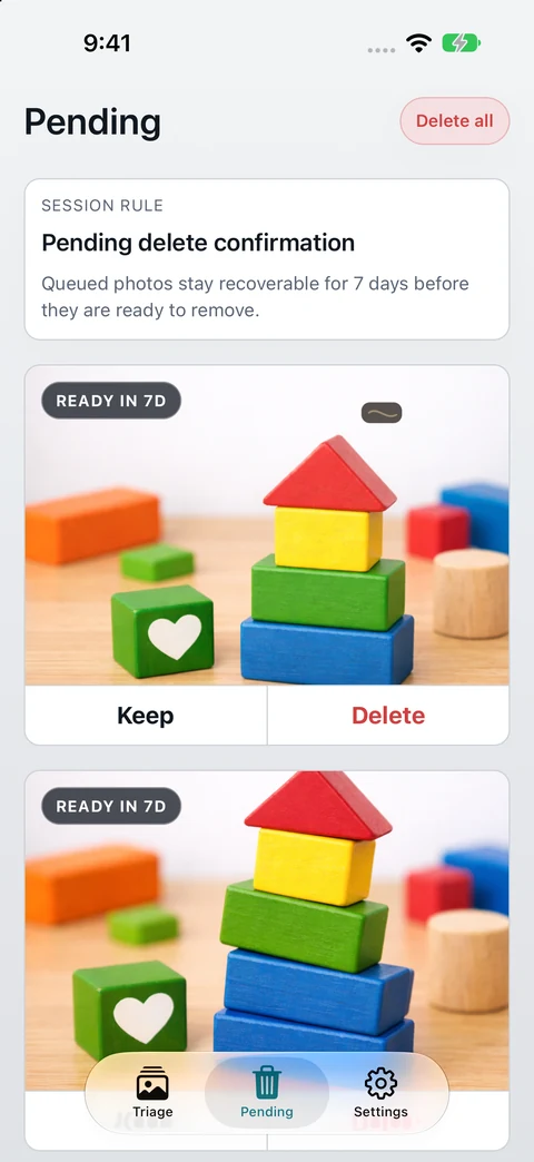 Snapling: Recoverable photos awaiting deletion review